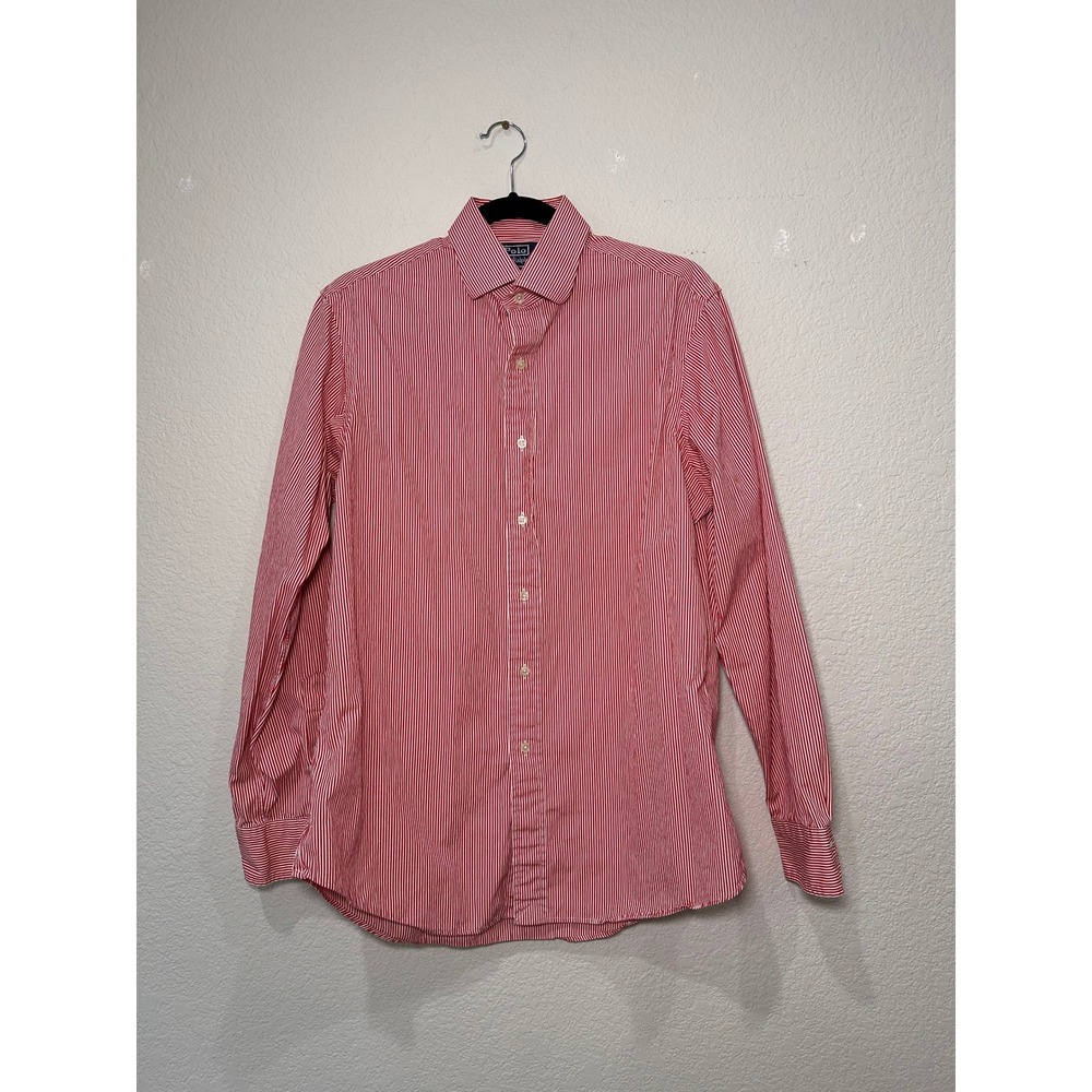 Polo Ralph‎ Lauren Regent Custom Fit Red White Stripe Dress Shirt Mens 16 34/35